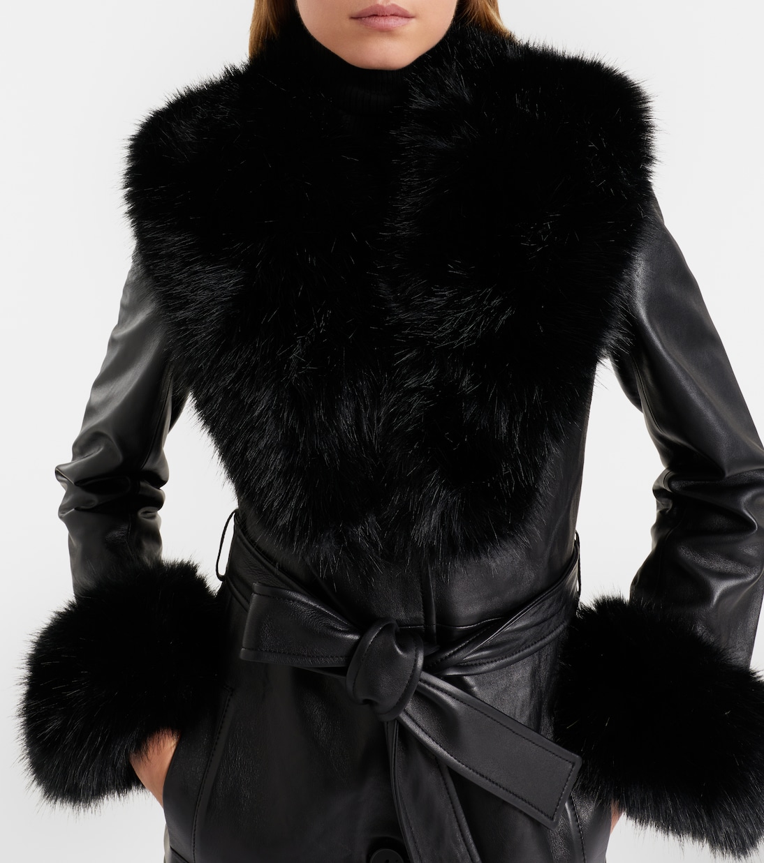 Belted leather coat | Self-Portrait