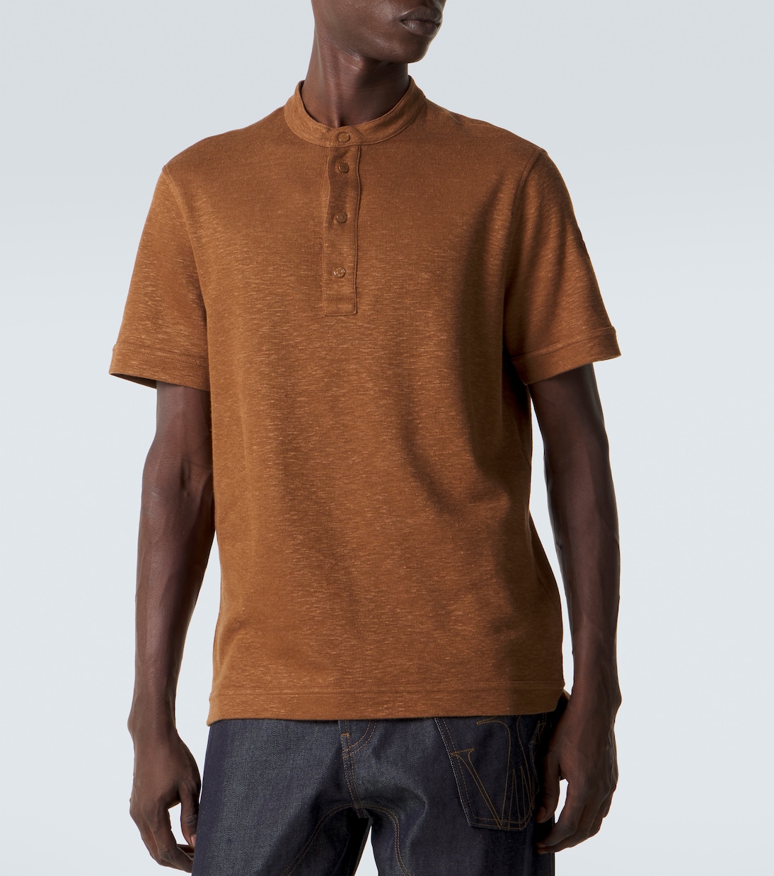Cotton and linen-blend polo shirt | Moncler