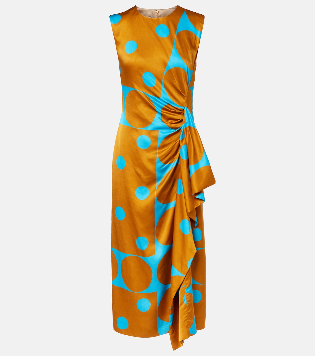 Draped printed satin midi dress | Dries Van Noten
