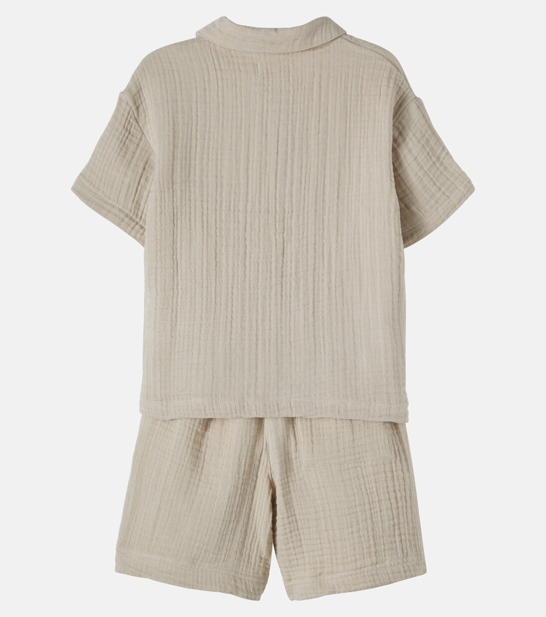 Cotton gauze polo shirt and shorts set | Wheat