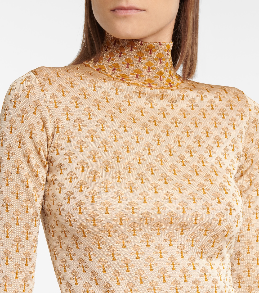 Metallic jacquard mockneck sweater | Rabanne