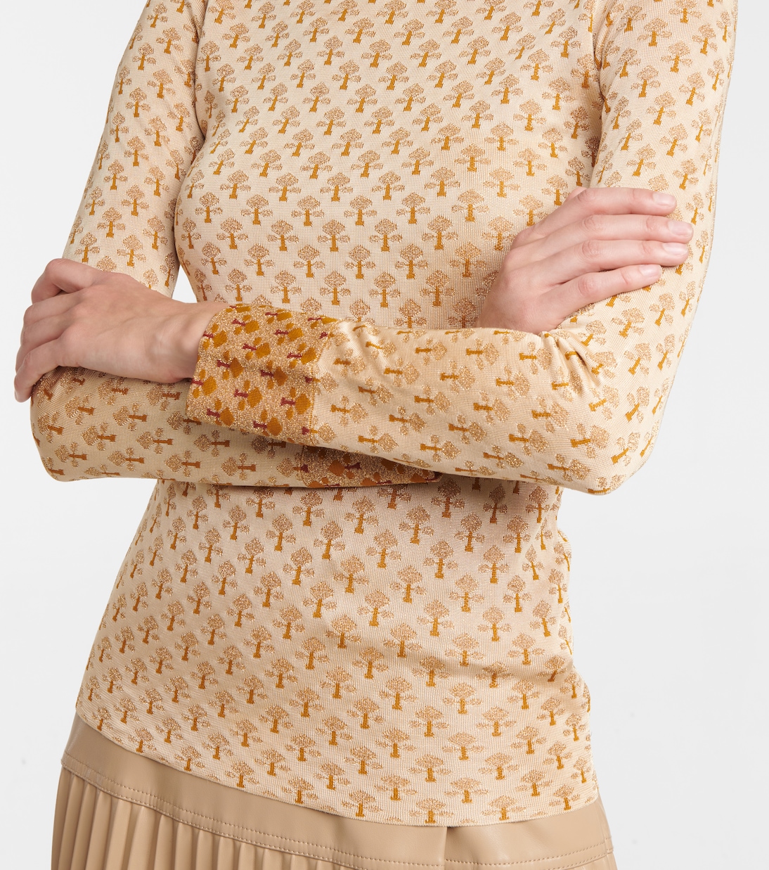 Metallic jacquard mockneck sweater | Rabanne