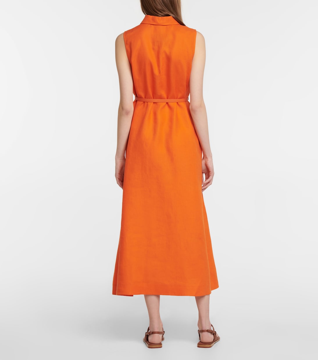 Belted linen midi dress | Loro Piana