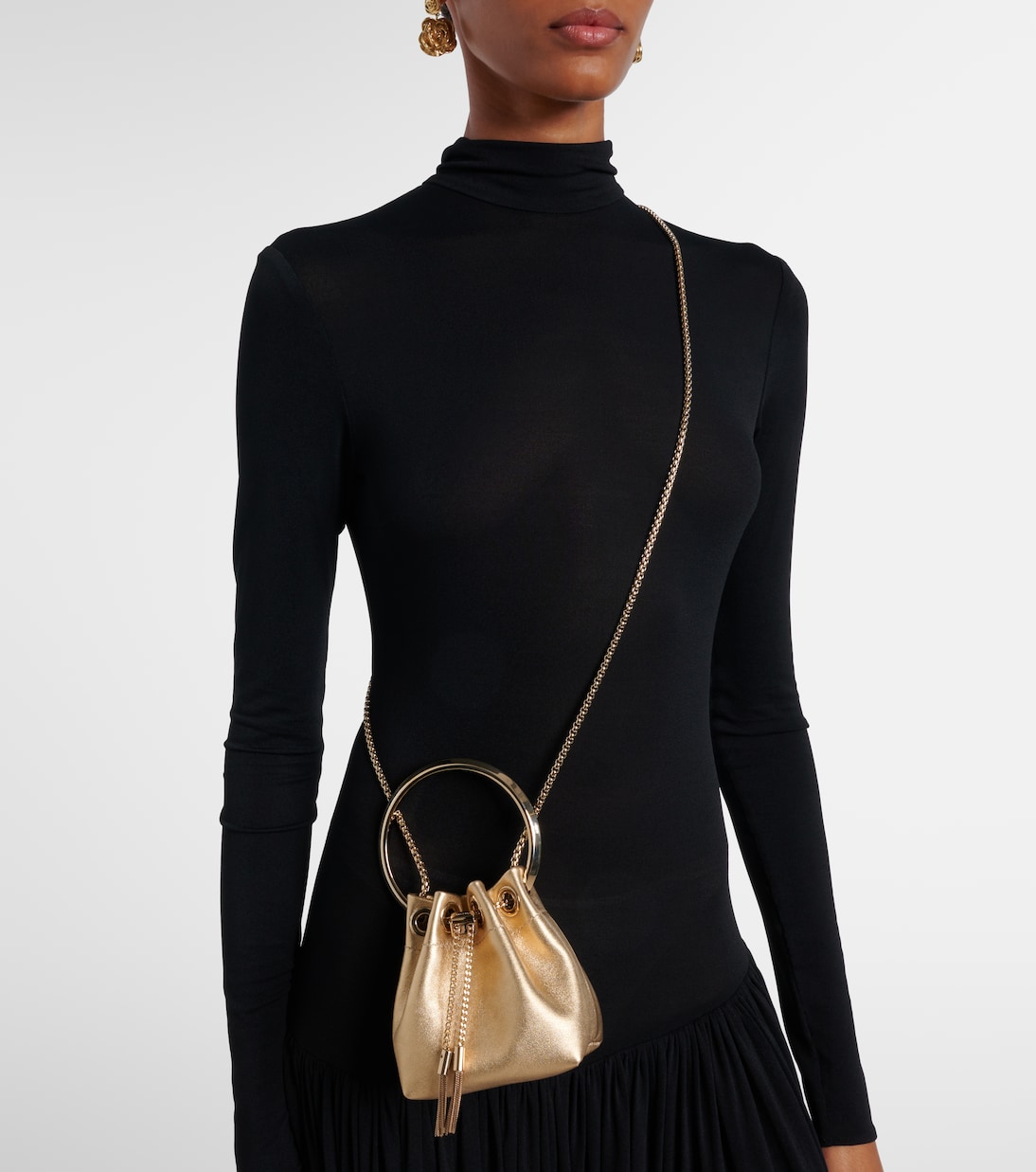 Bucket Bag Bon Bon Micro aus Metallic-Leder | Jimmy Choo