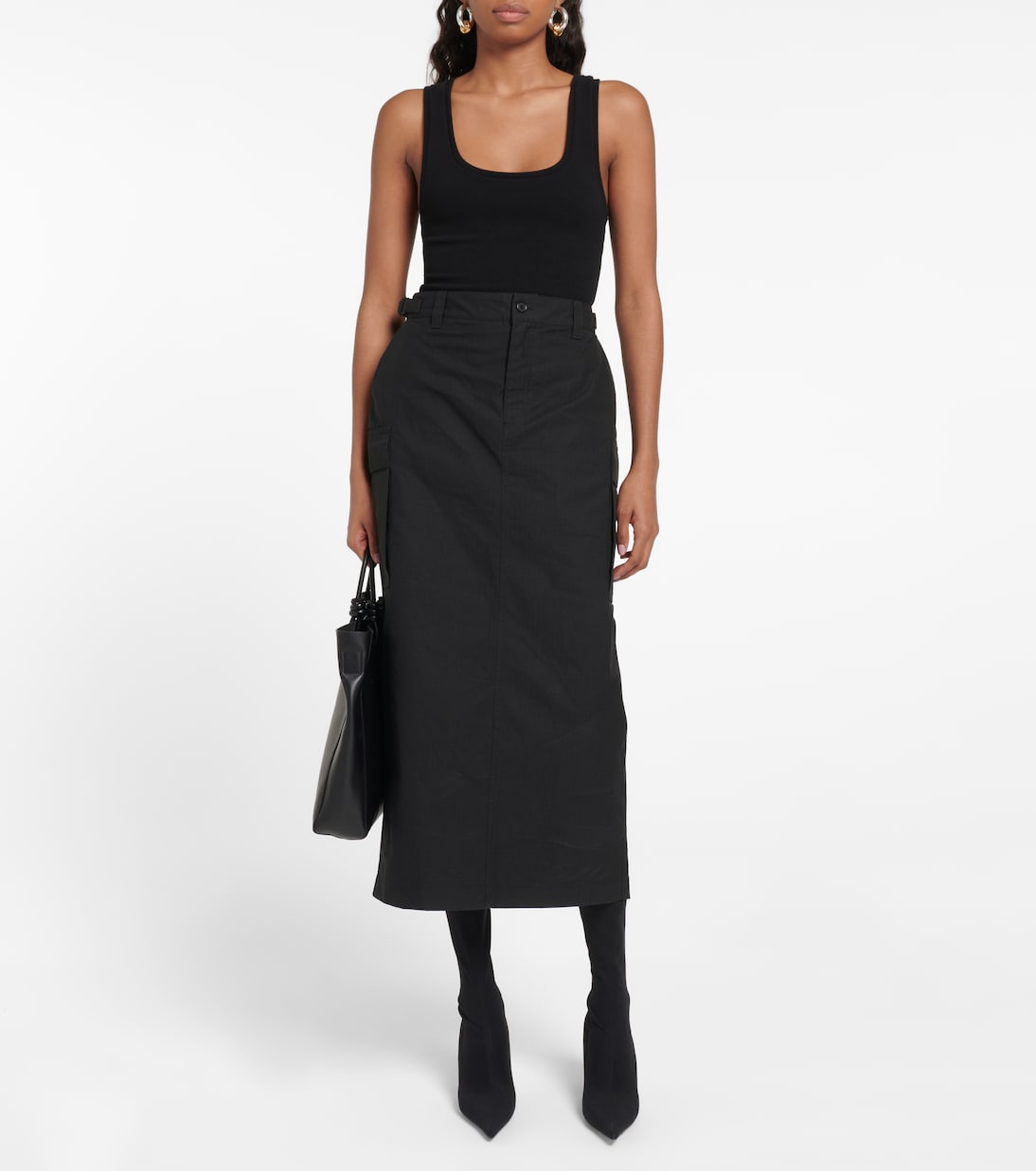 Falda midi cargo de algodón | Wardrobe.NYC