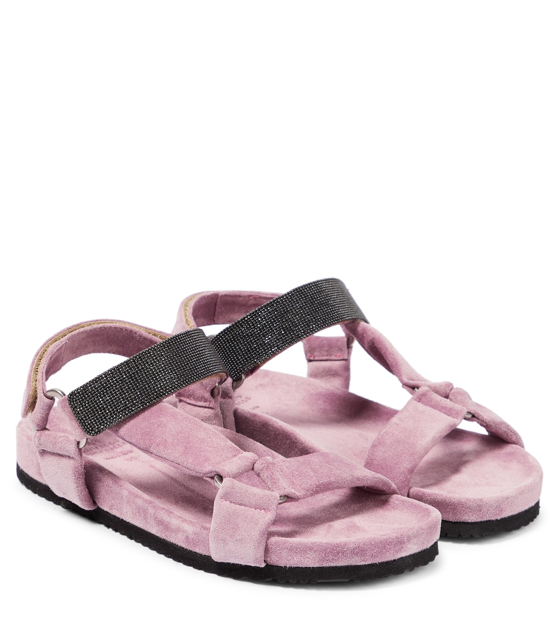 Embellished suede sandals | Brunello Cucinelli Kids