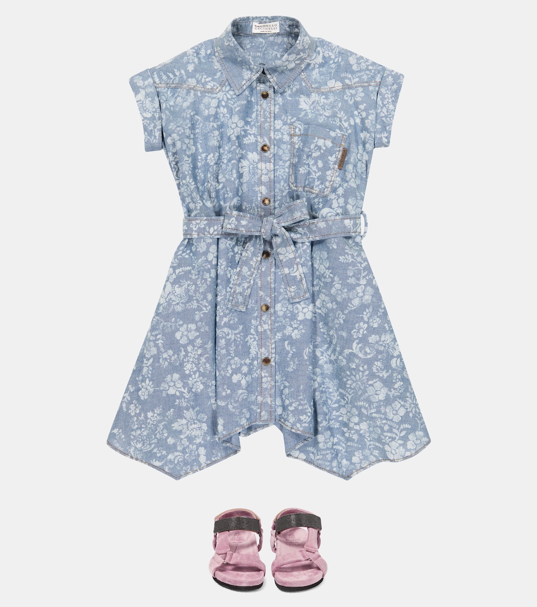 Embellished suede sandals | Brunello Cucinelli Kids