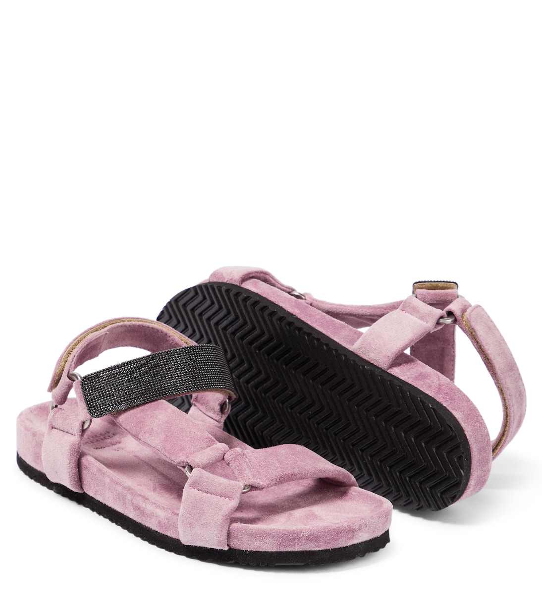 Embellished suede sandals | Brunello Cucinelli Kids