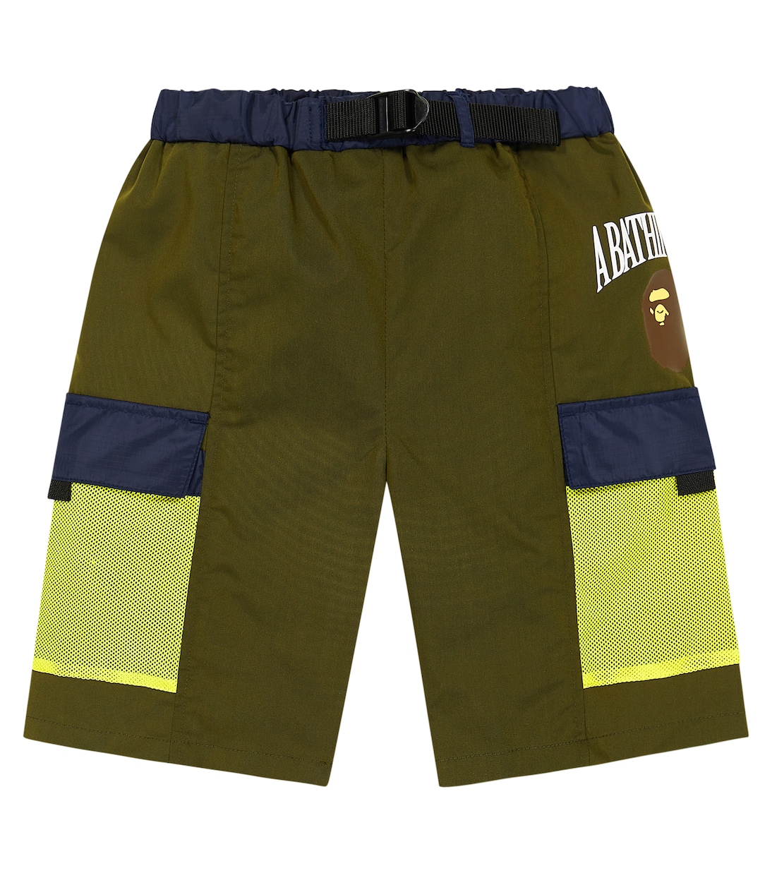Logo mesh-trimmed cargo shorts | BAPE Kids