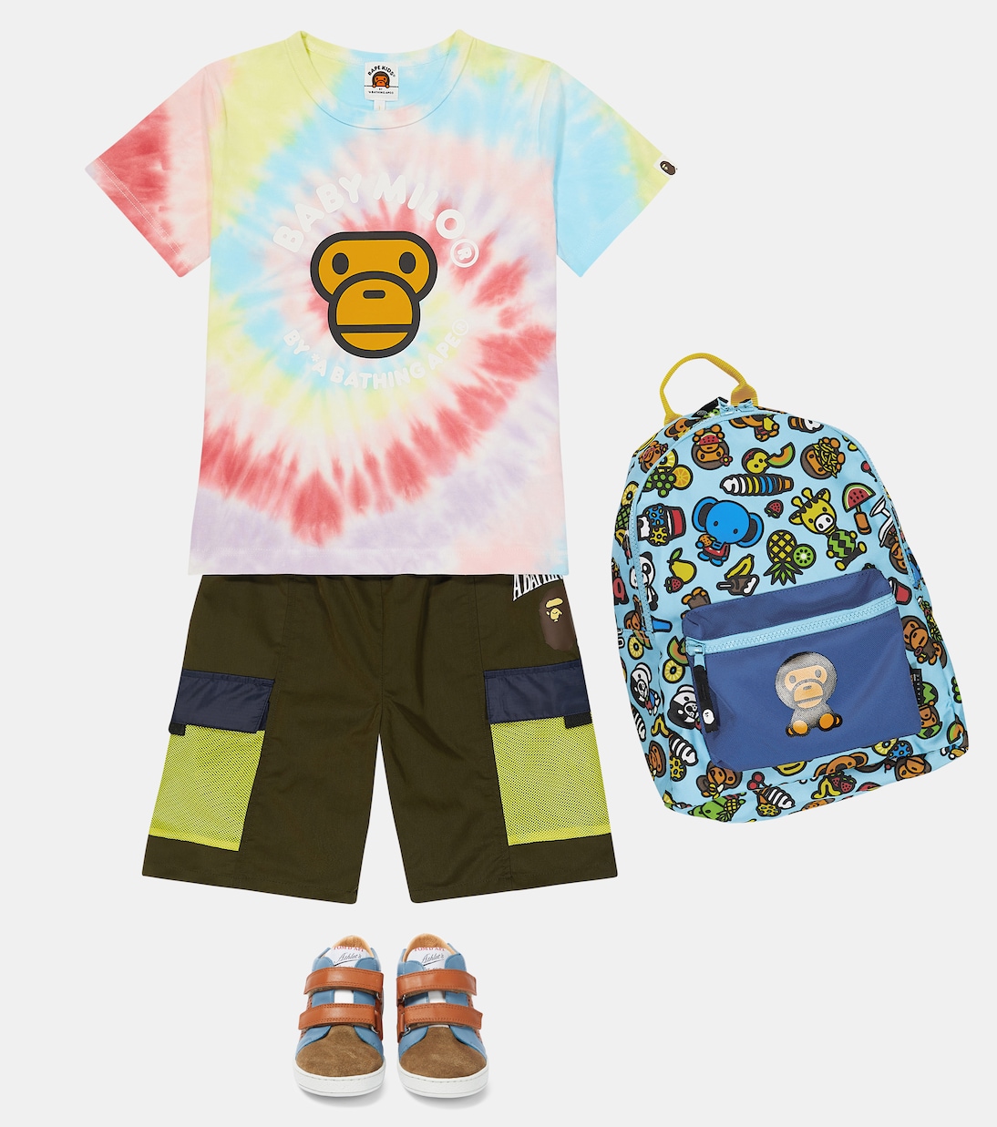 Logo mesh-trimmed cargo shorts | BAPE Kids