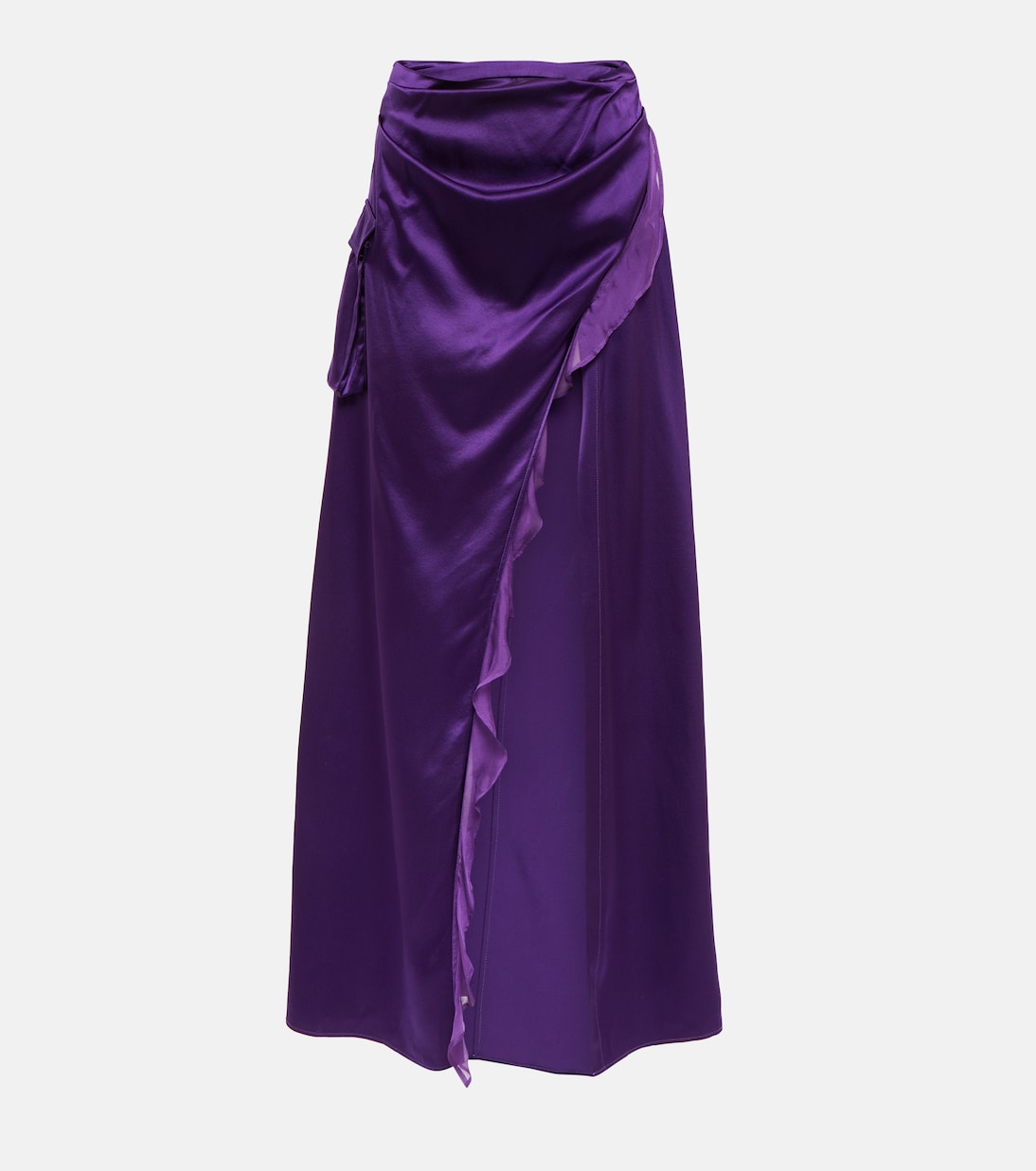 Asymmetric silk satin maxi skirt | Didu