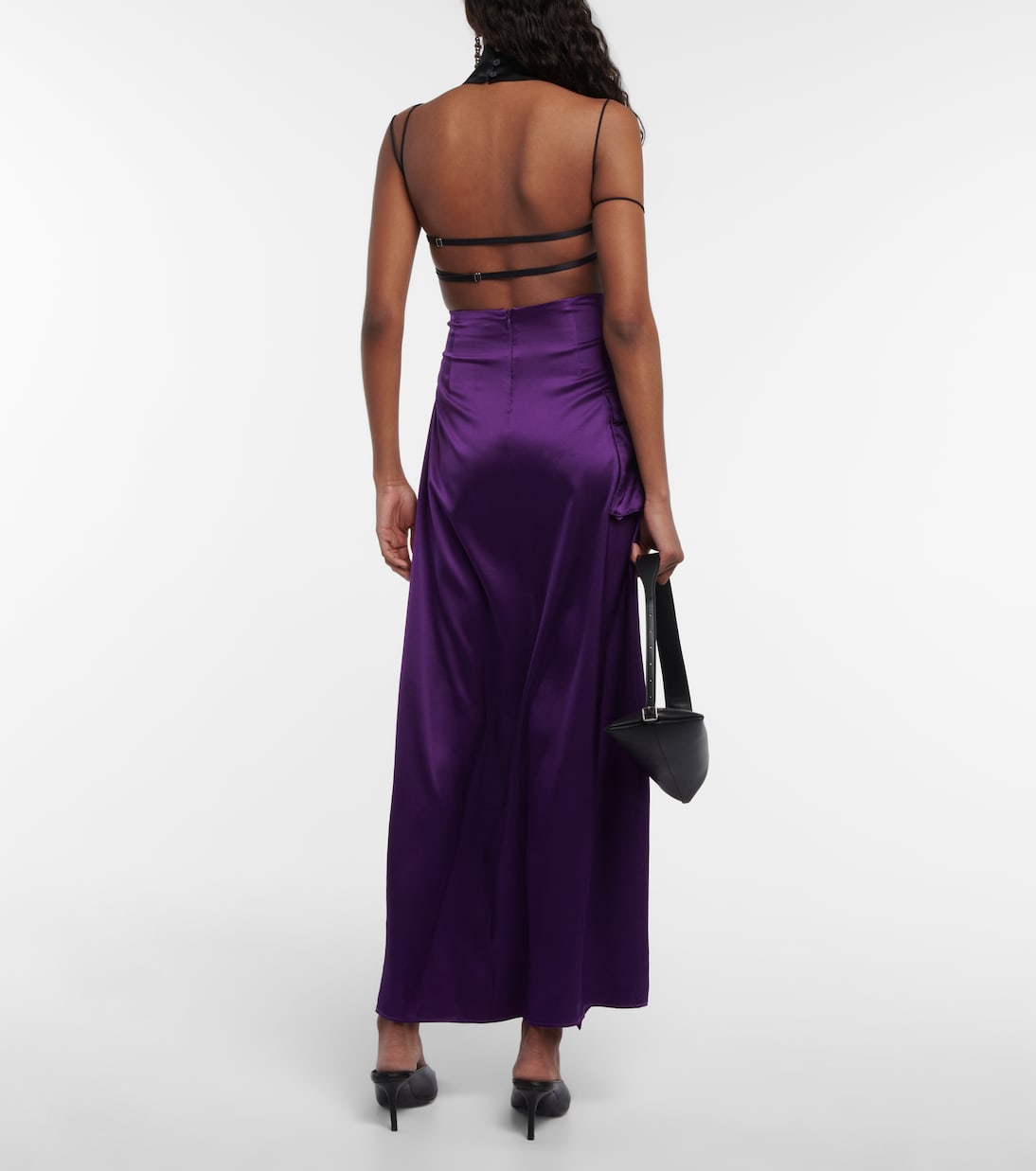 Asymmetric silk satin maxi skirt | Didu