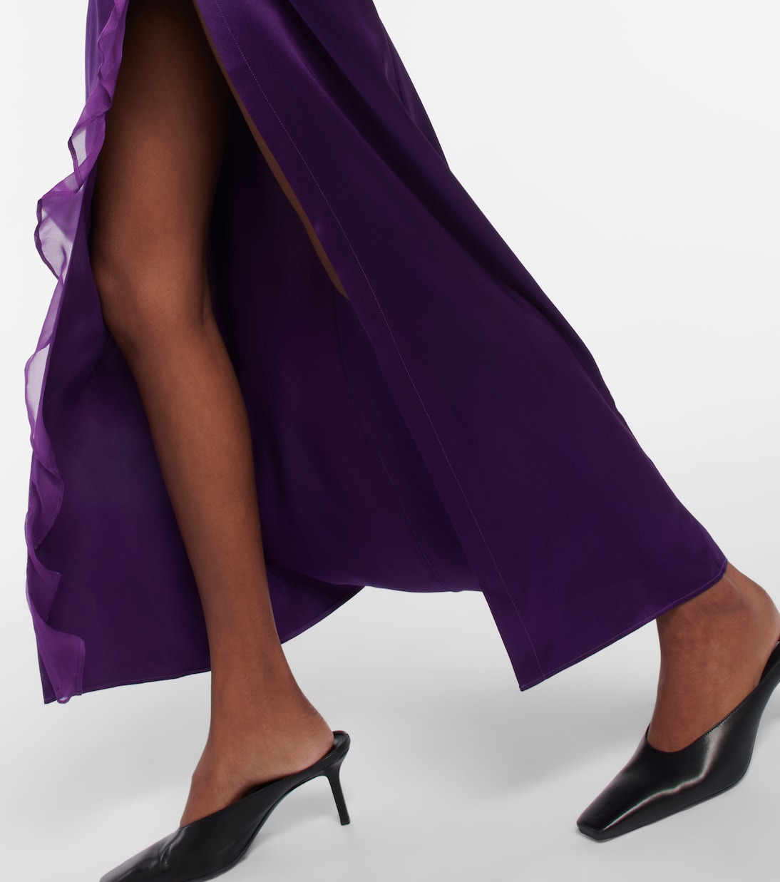 Asymmetric silk satin maxi skirt | Didu