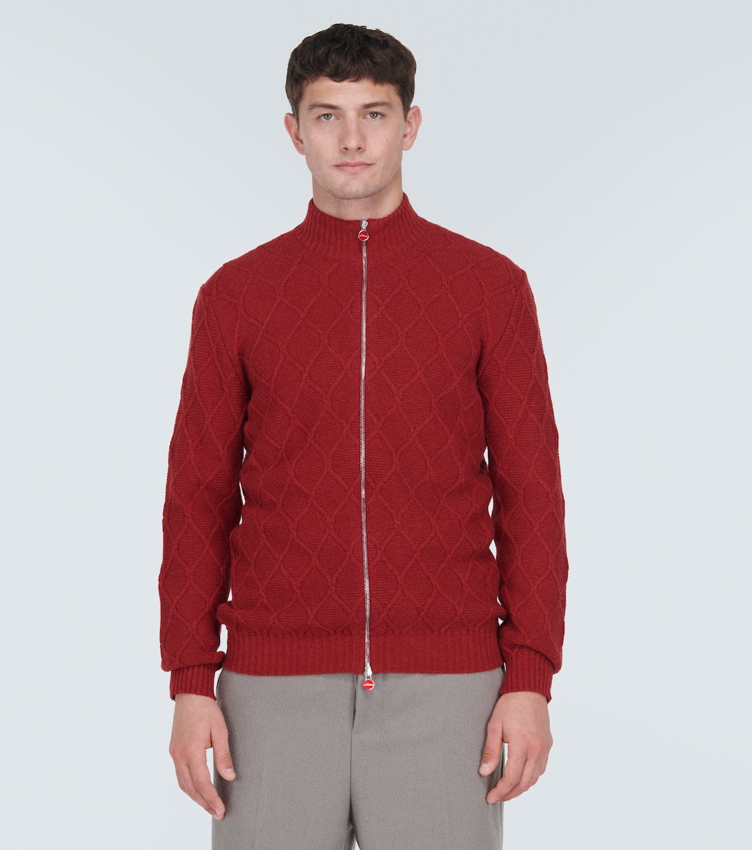Cárdigan trenzado de cachemir con cremallera | Kiton