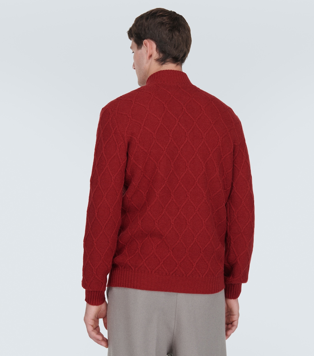 Cárdigan trenzado de cachemir con cremallera | Kiton