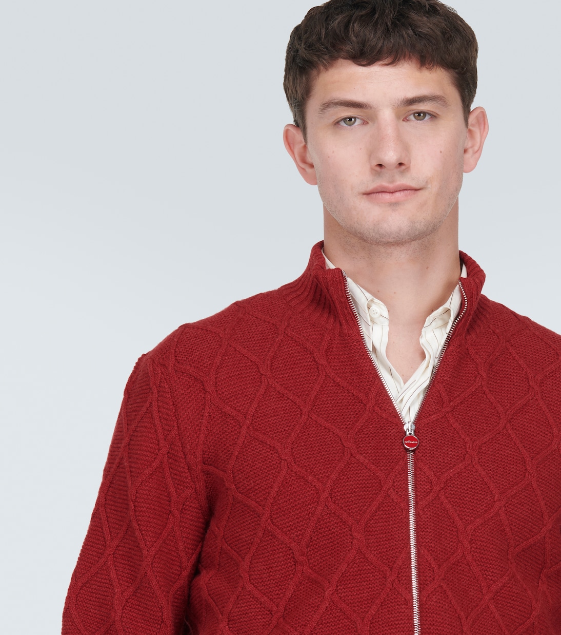 Cárdigan trenzado de cachemir con cremallera | Kiton