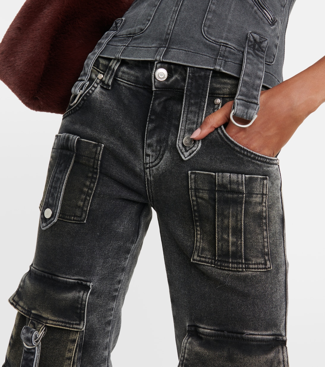 Low-Rise-Cargohose aus Denim | Blumarine