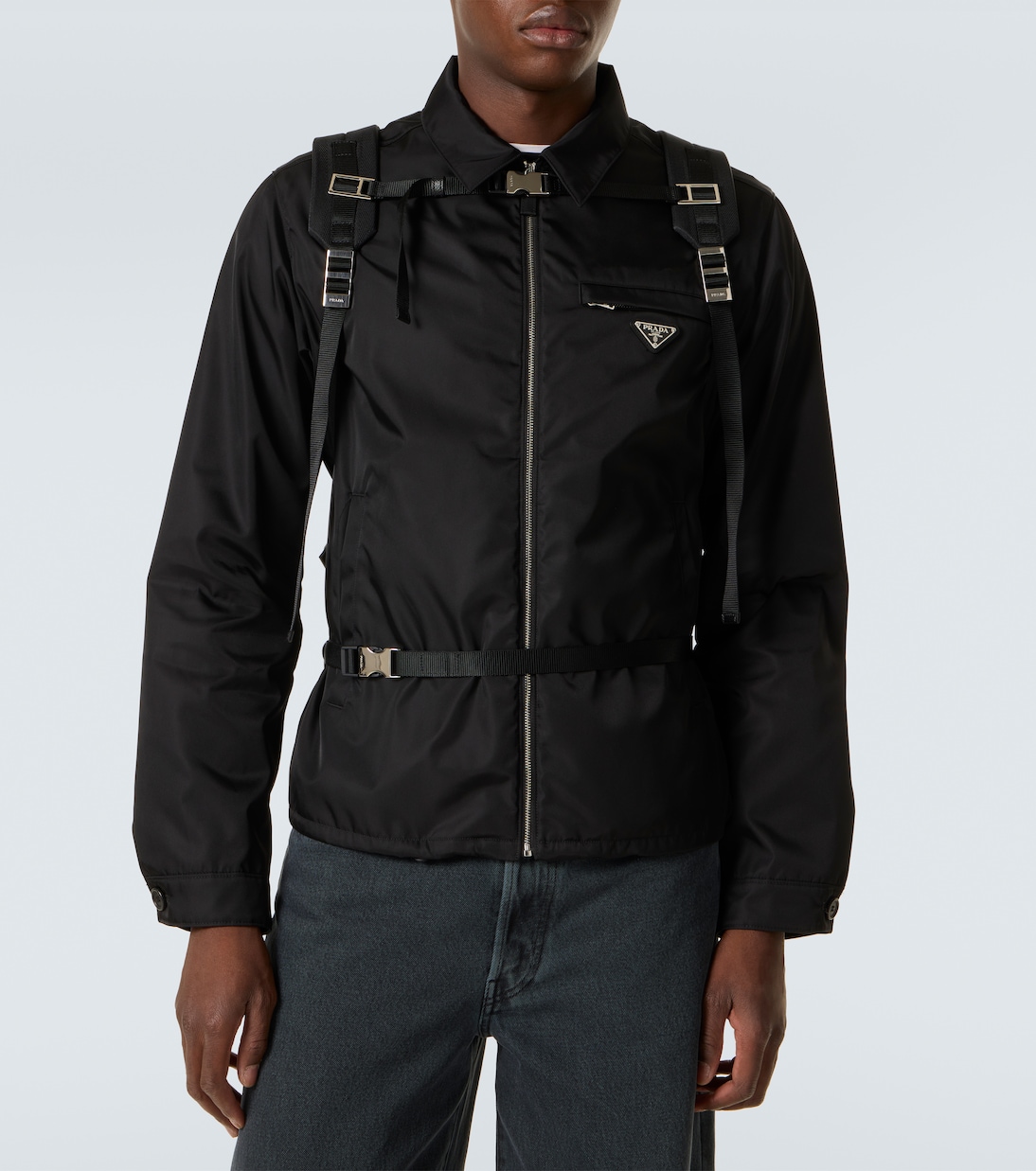 Re-Nylon leather-trimmed backpack | Prada