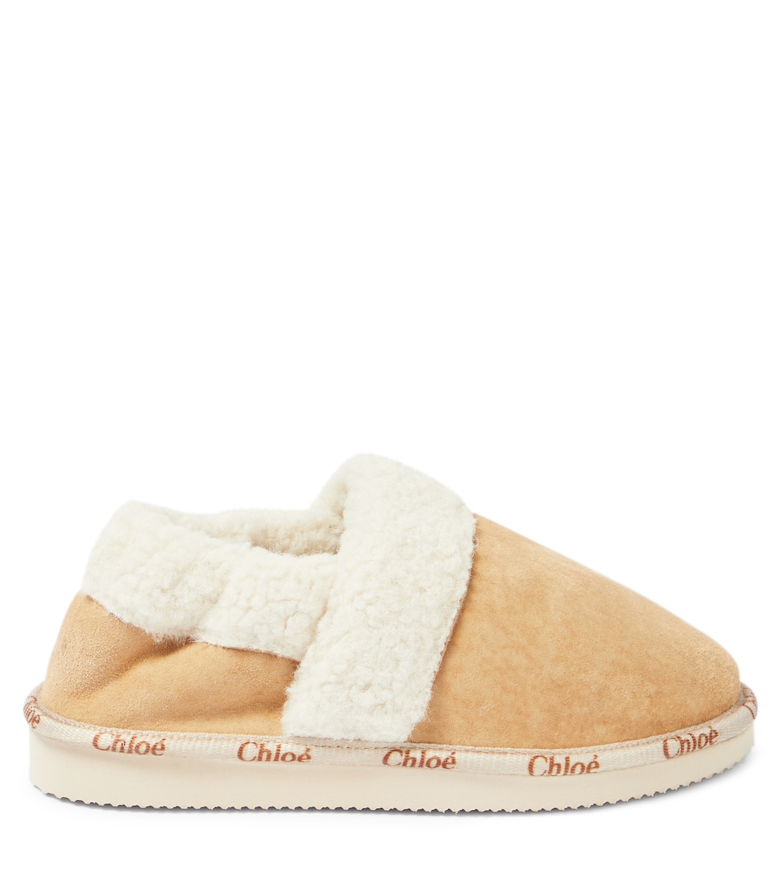 Slippers in suede con shearling sintetico | Chloé Kids