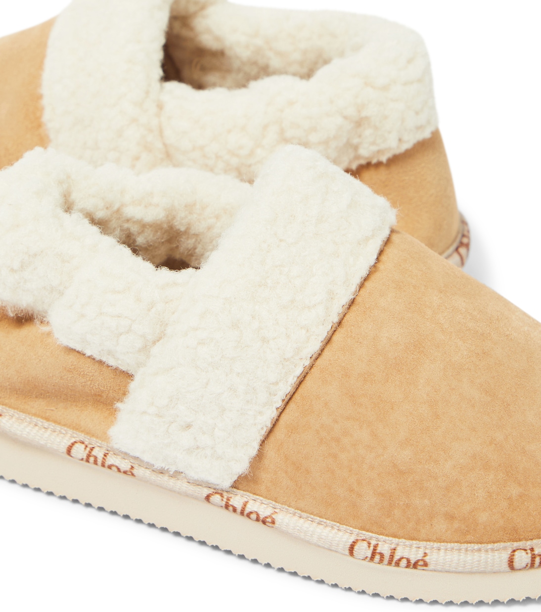 Slippers in suede con shearling sintetico | Chloé Kids