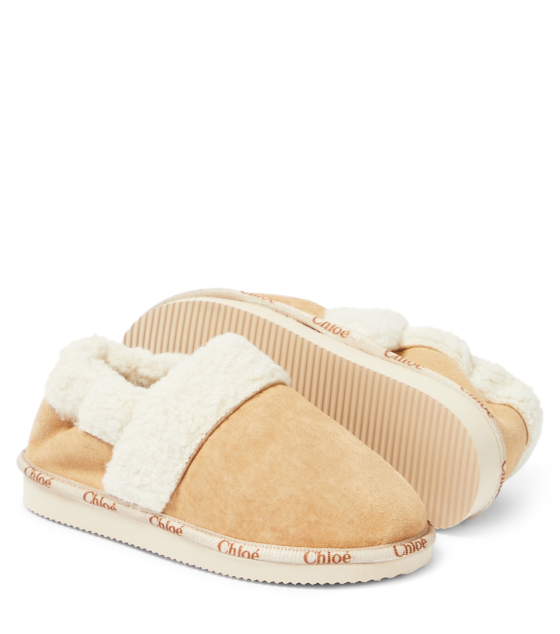 Slippers in suede con shearling sintetico | Chloé Kids