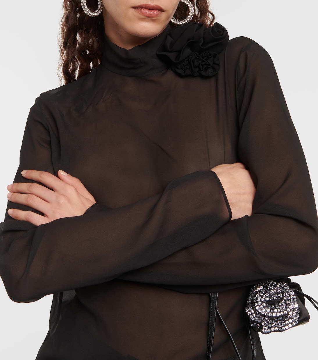 Blusa in seta con applicazione floreale | Magda Butrym