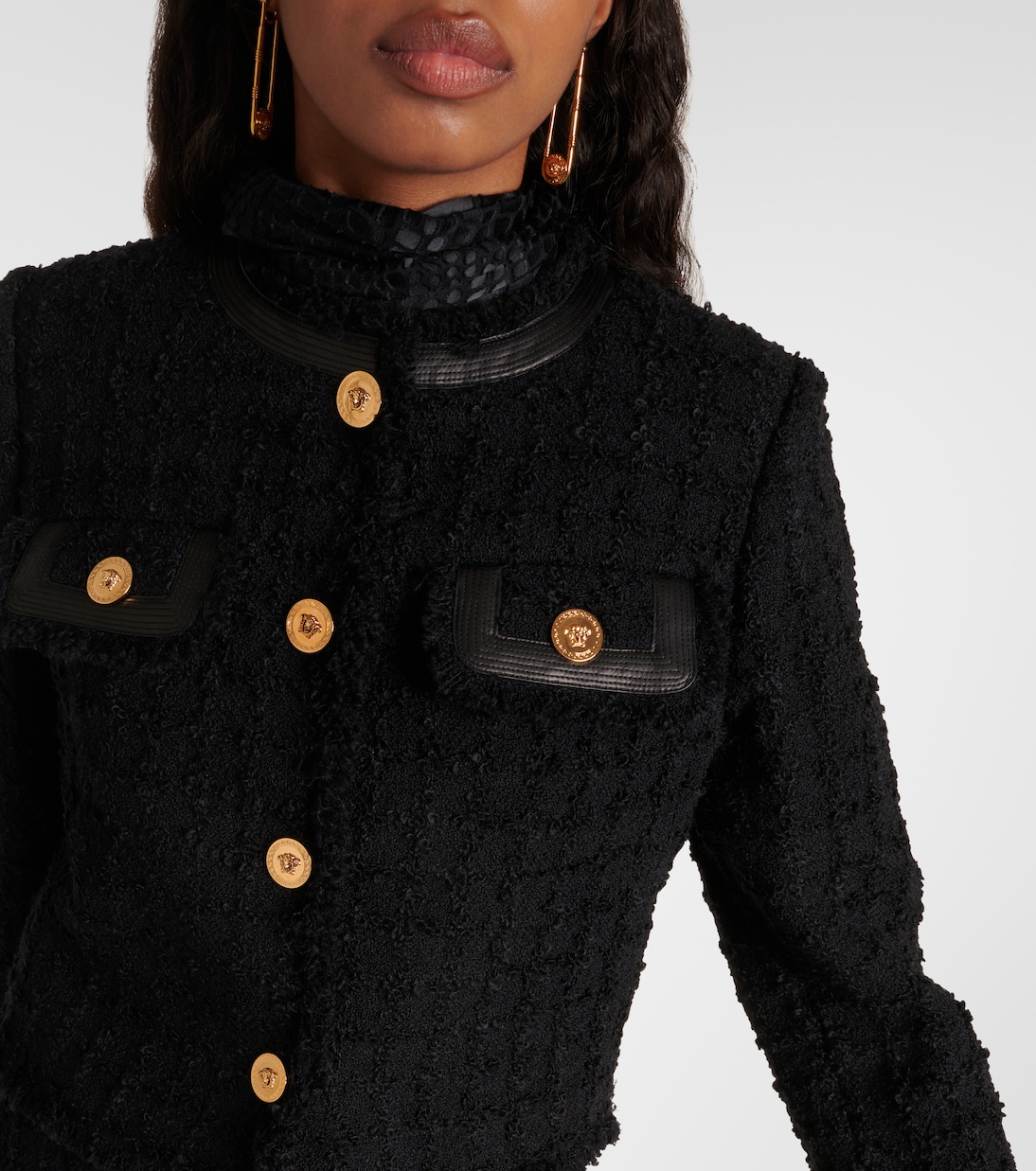 Cropped bouclé jacket | Versace