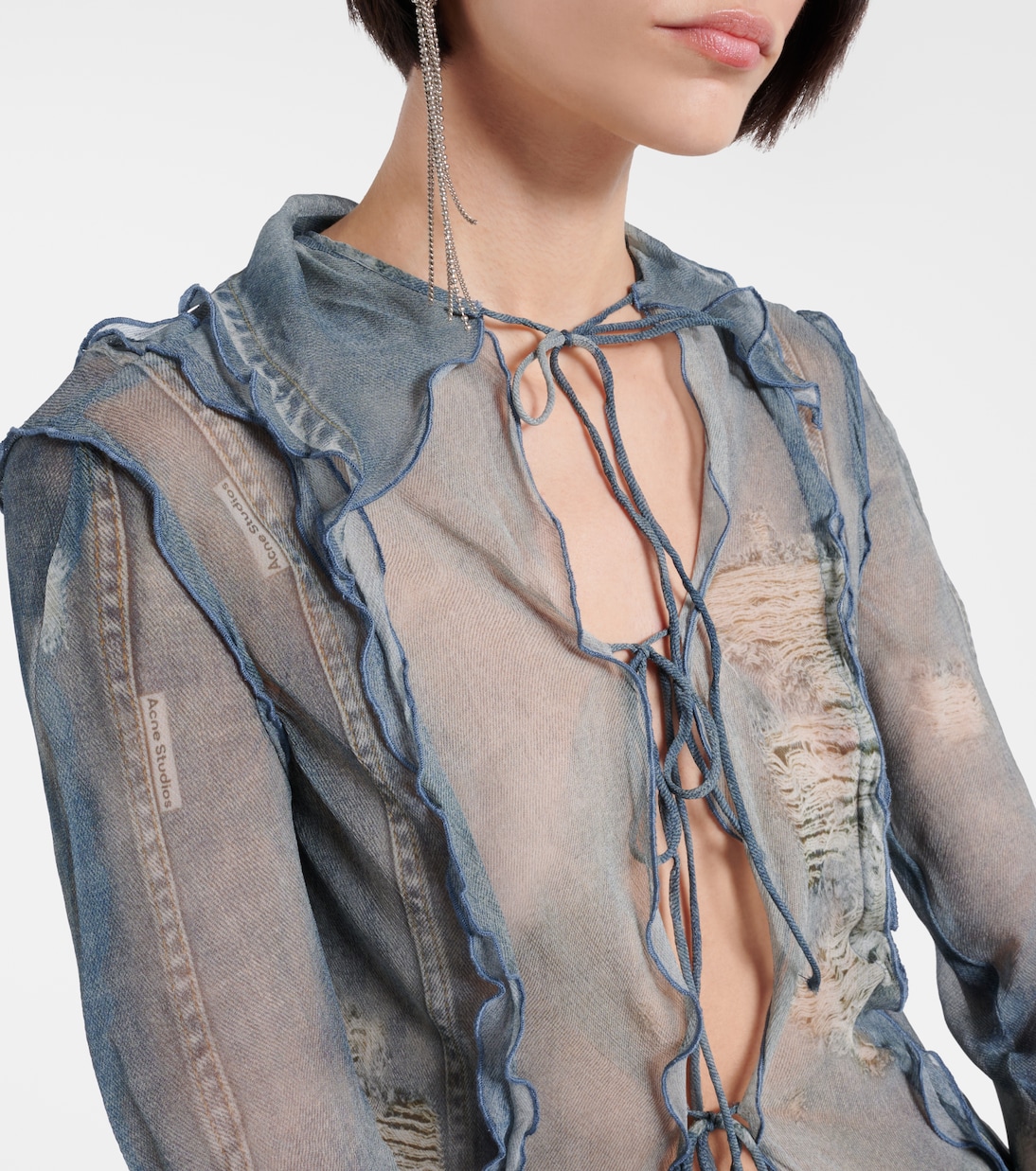 Distressed printed sheer top  | Acne Studios