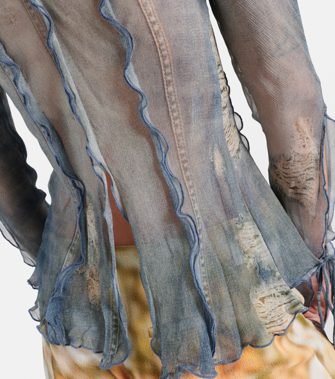 Distressed printed sheer top  | Acne Studios