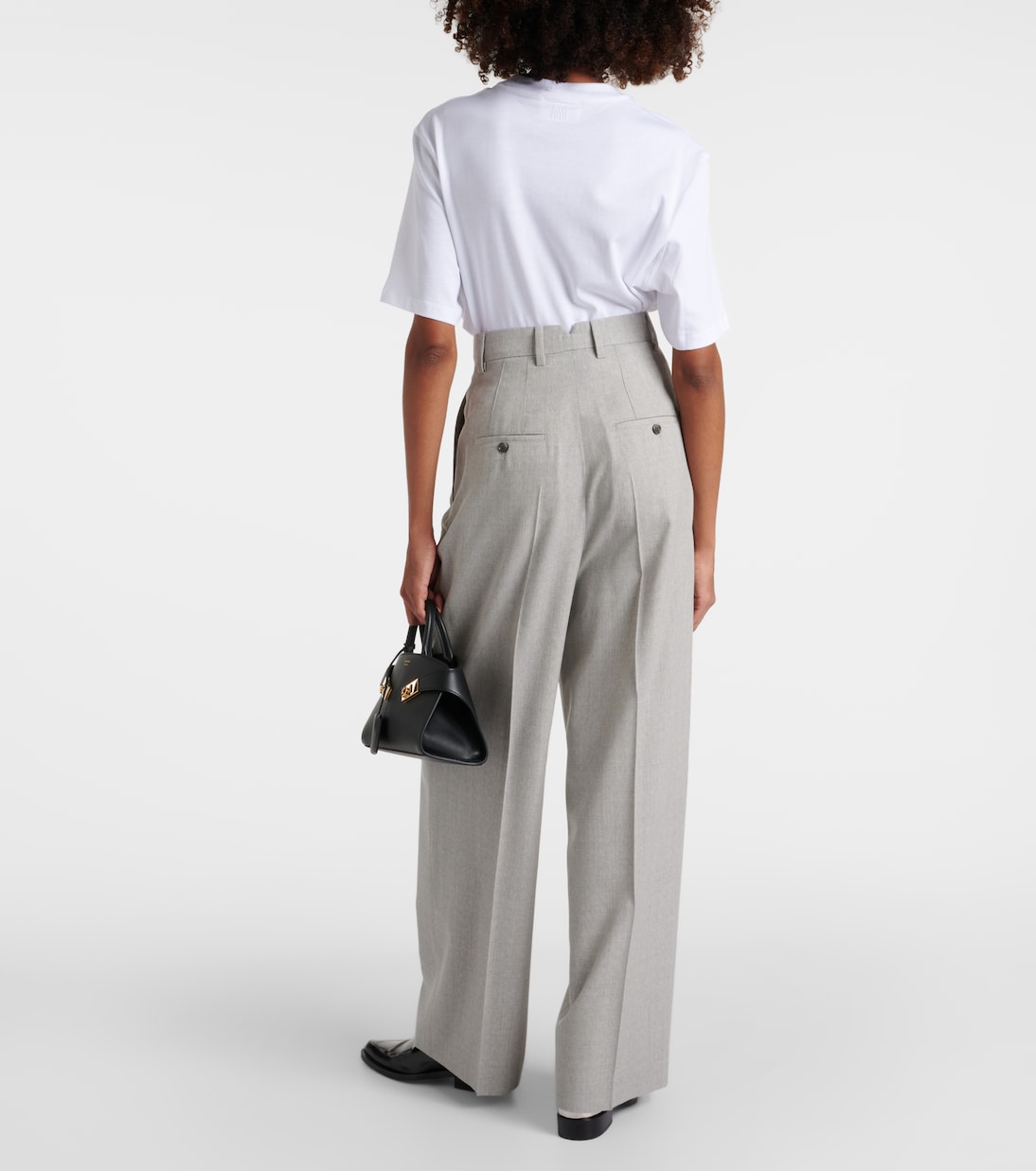 Weite High-Rise-Hose aus Wolle | Ami Paris