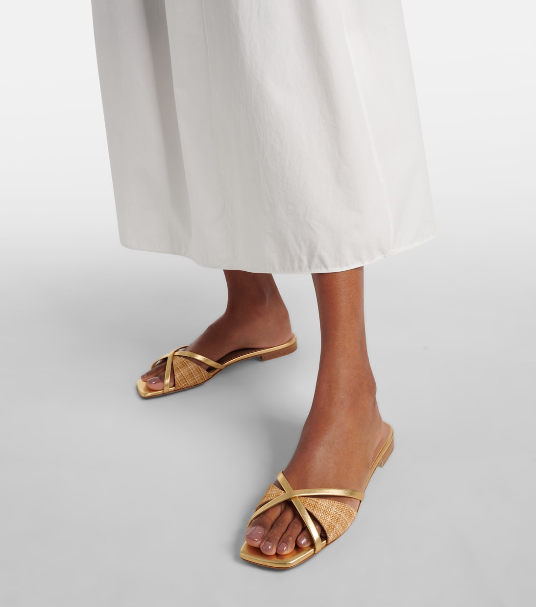 Sandali Penn in rafia e pelle metallizzata | Malone Souliers