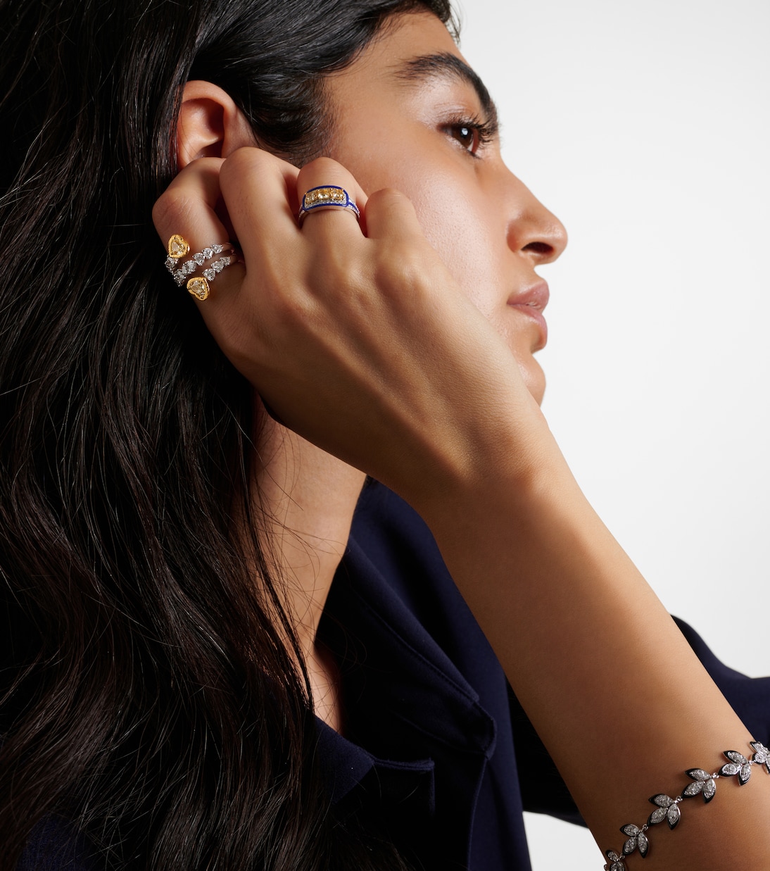 Bague Yellow Heart en or blanc 18 ct et diamants | Kamyen