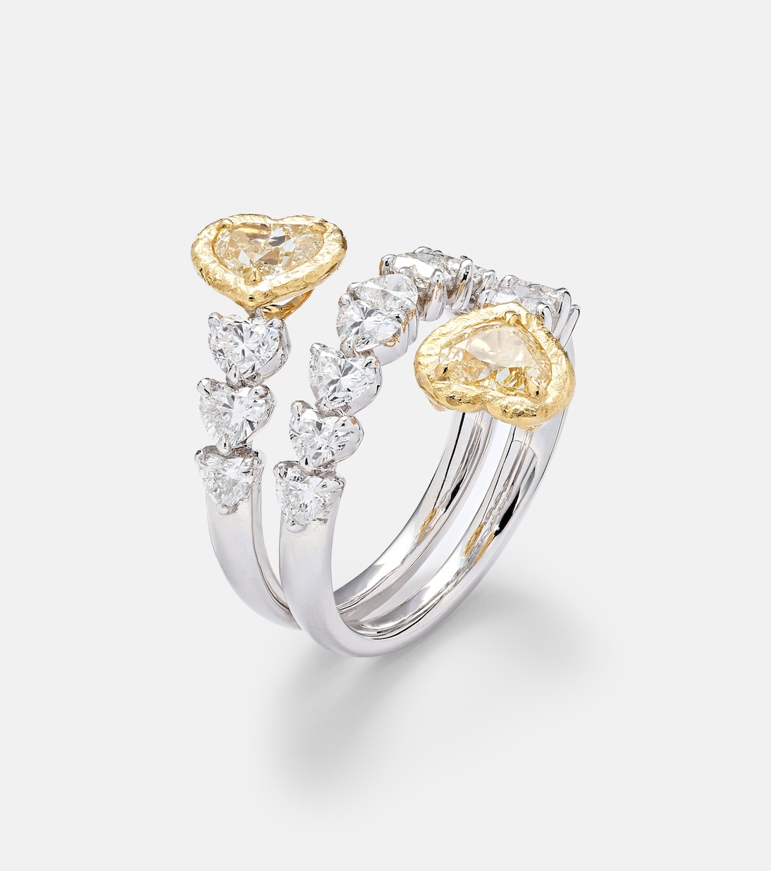Bague Yellow Heart en or blanc 18 ct et diamants | Kamyen