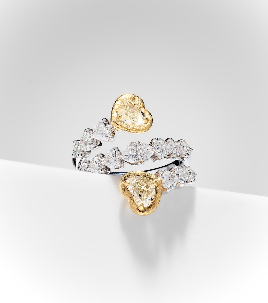 Bague Yellow Heart en or blanc 18 ct et diamants | Kamyen