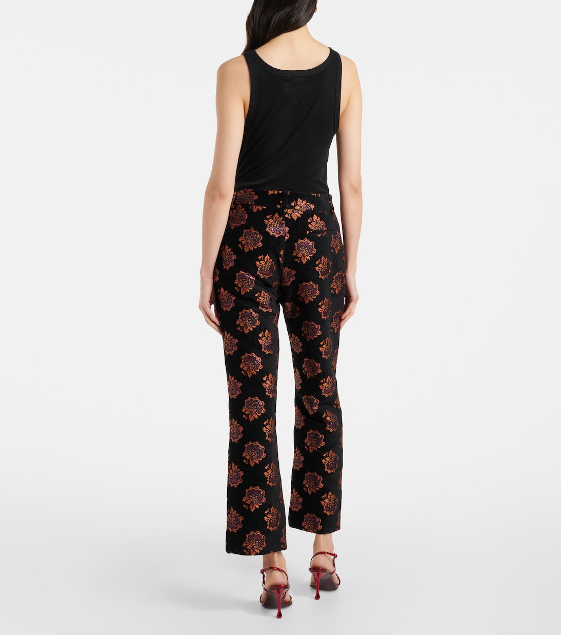 Pantalon droit en jacquard à fleurs | La DoubleJ