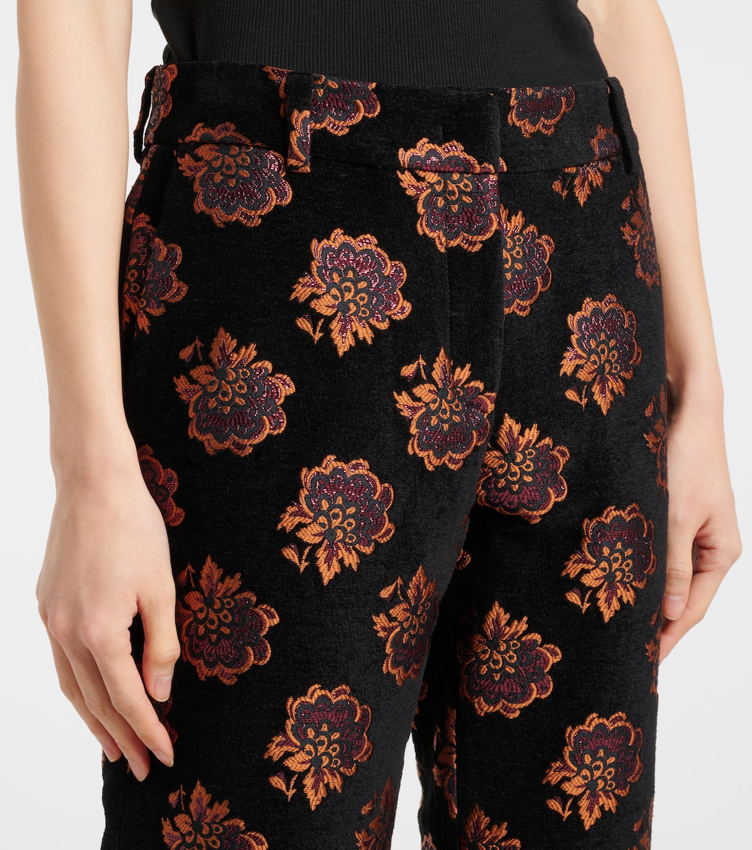 Pantalon droit en jacquard à fleurs | La DoubleJ
