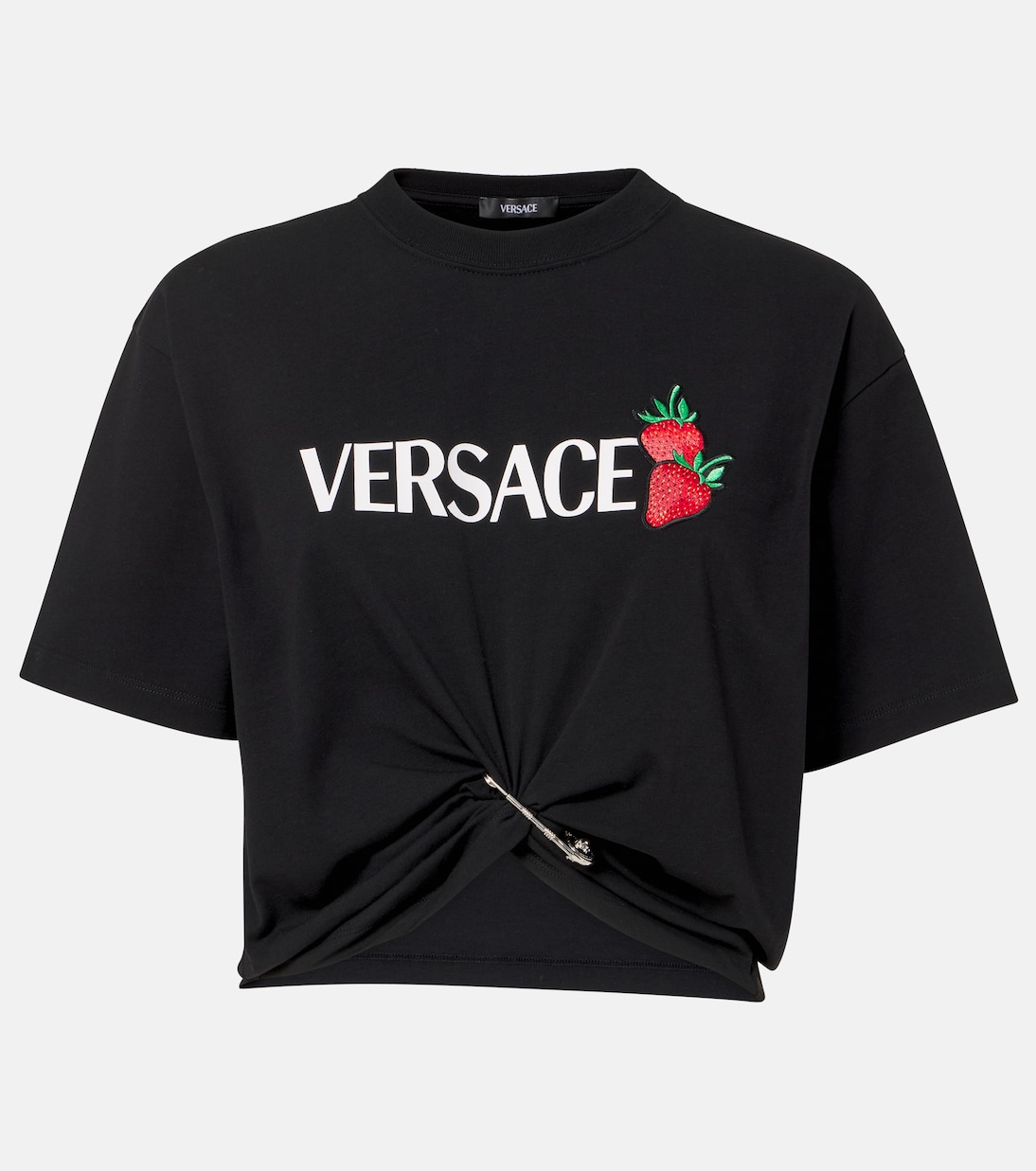Camiseta cropped de algodón con logo | Versace