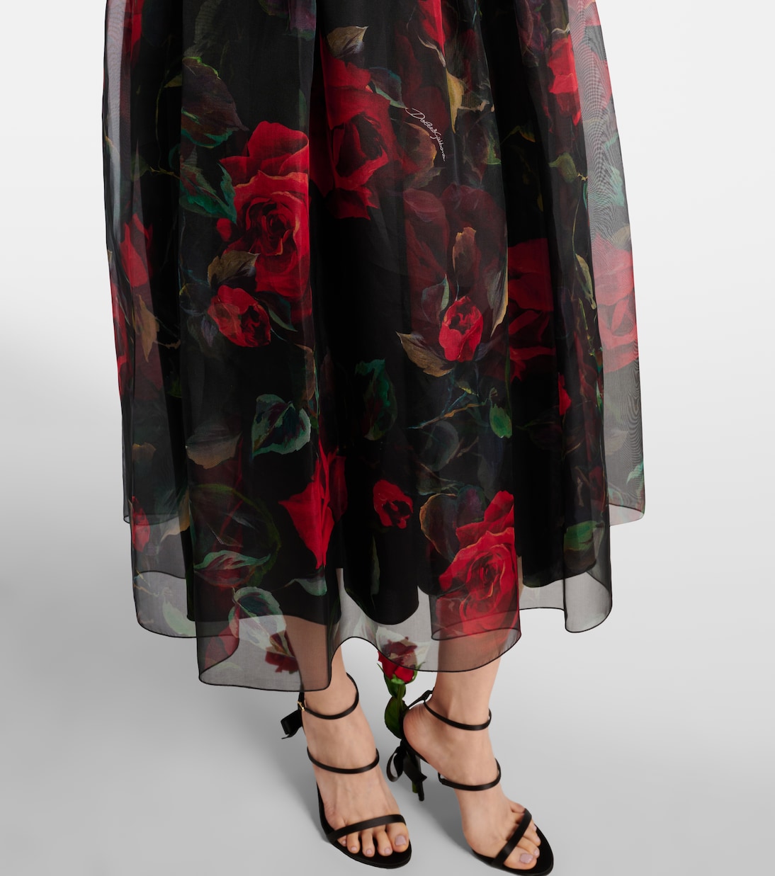 Abito midi in seta con stampa floreale | Dolce&Gabbana