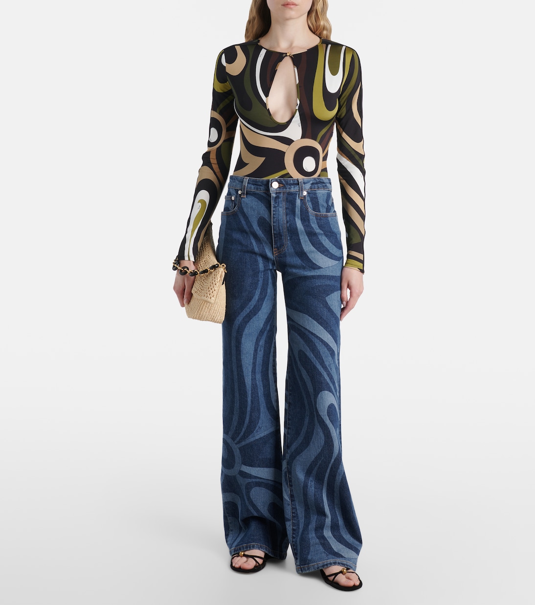 Body in raso con stampa Marmo | Pucci