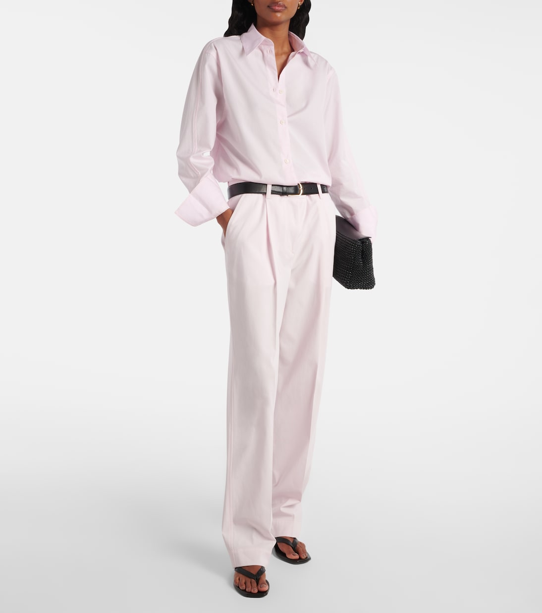 Pantaloni regular in cotone a vita alta | Toteme