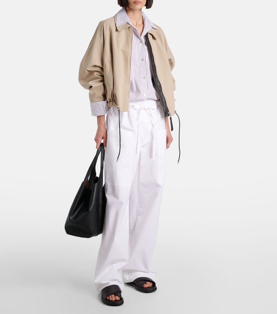 Woven leather-trimmed sandals | Tod's
