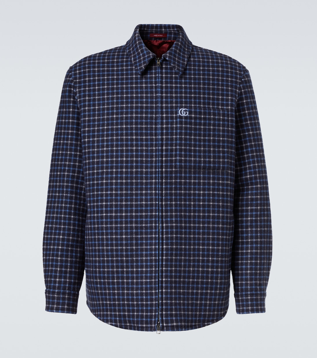 Double G checked wool-blend overshirt | Gucci