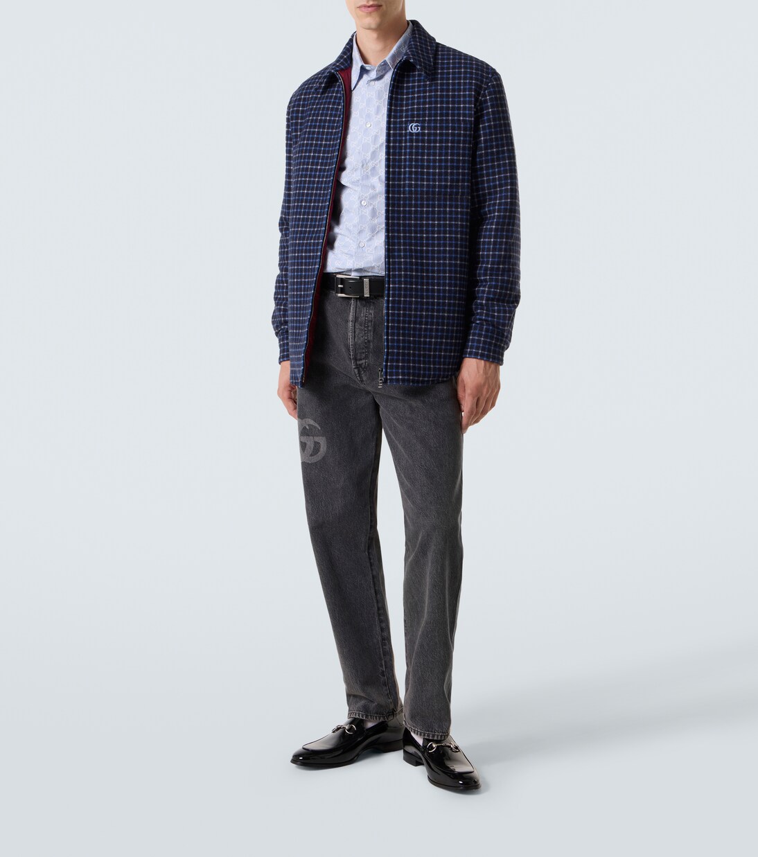 Double G checked wool-blend overshirt | Gucci