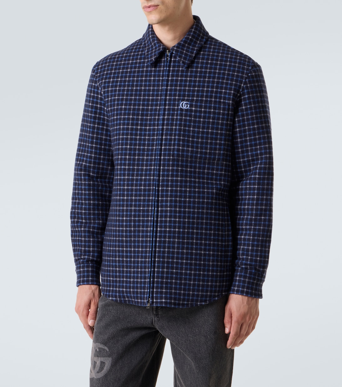 Double G checked wool-blend overshirt | Gucci