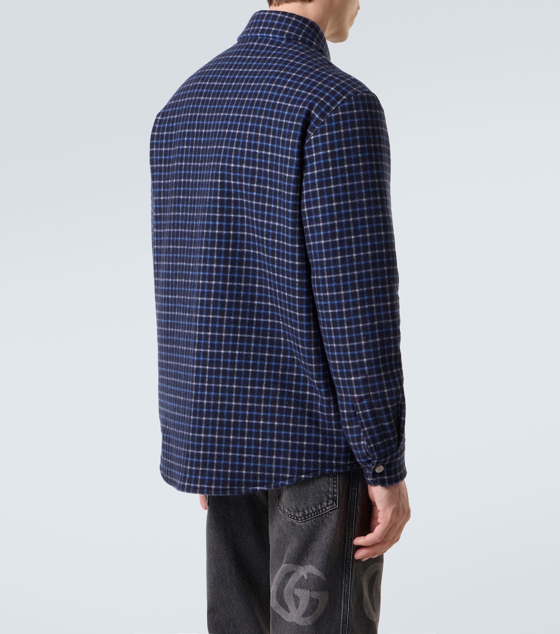 Double G checked wool-blend overshirt | Gucci