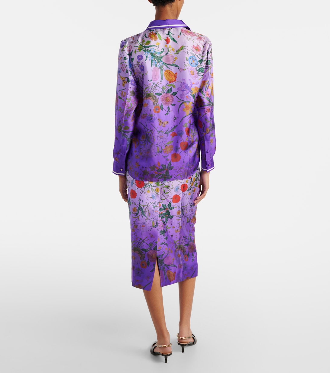 Camicia in seta con stampa floreale | Gucci