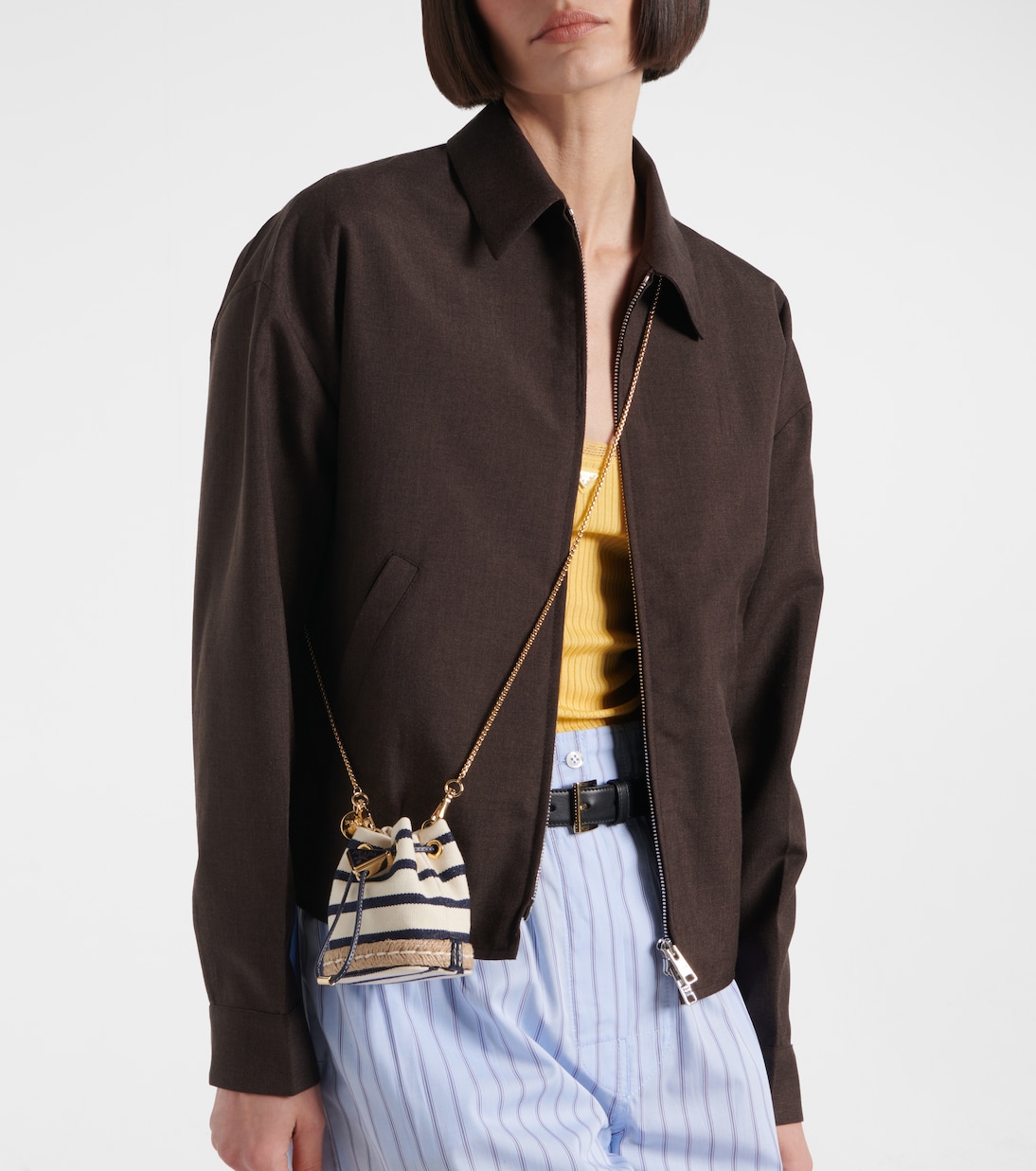 Mini striped canvas bucket bag | Prada