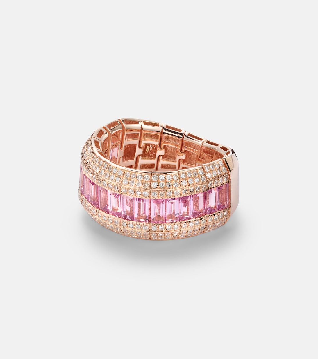 18kt gold ring with pink sapphire and diamonds | Shay Jewelry