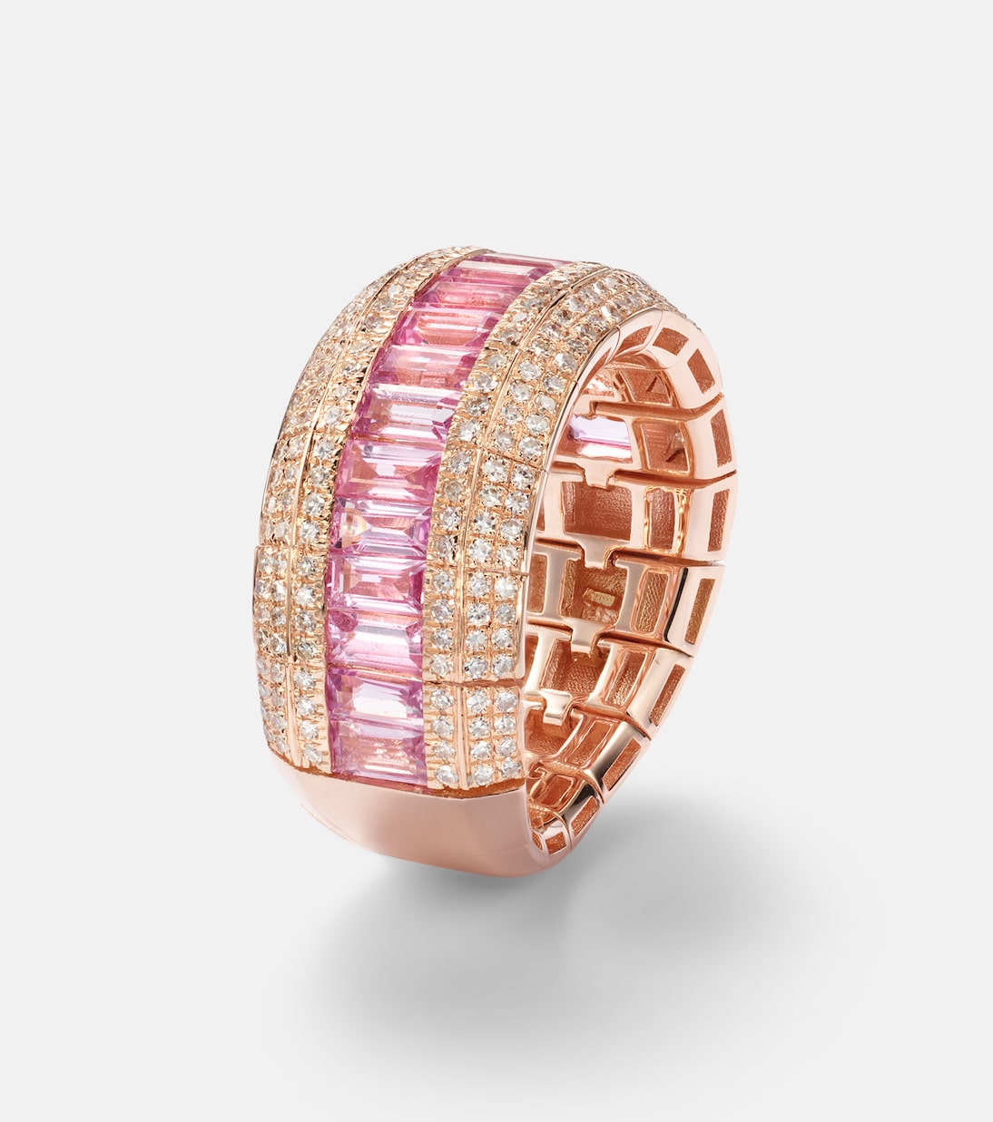 18kt gold ring with pink sapphire and diamonds | Shay Jewelry