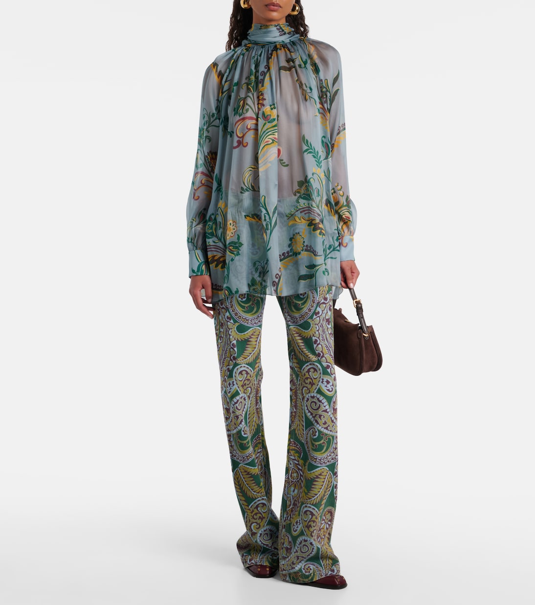 Printed ruched silk top | Etro